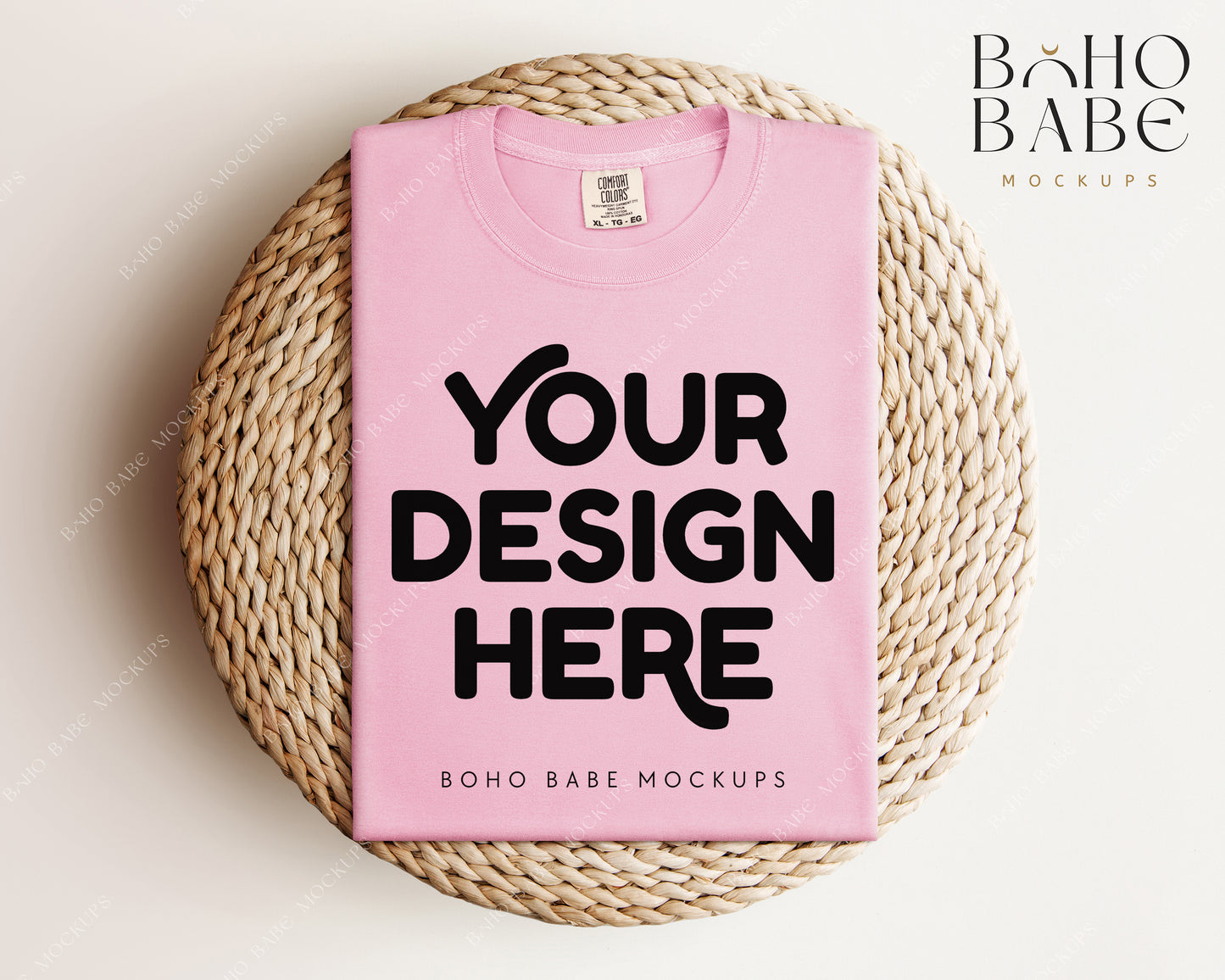 Comfort Colors 1717 BLOSSOM T-shirt Mockup | Boho Babe Folded Mockup Design Vol.1