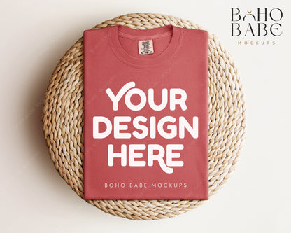 Comfort Colors 1717 CUMIN T-shirt Mockup | Boho Babe Folded Mockup Design Vol.1