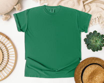 Comfort Colors 1717 GRASS T-shirt Mockup | Boho Babe Flatlay Mockup Design Vol.1