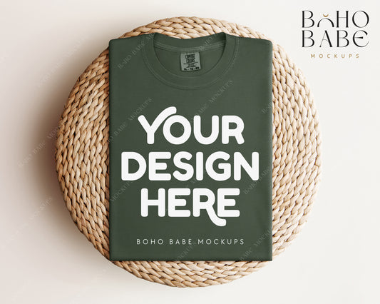 Comfort Colors 1717 HEMP T-shirt Mockup | Boho Babe Folded Mockup Design Vol.1