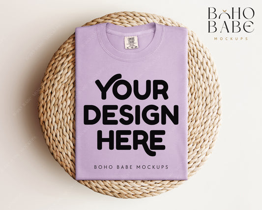 Comfort Colors 1717 ORCHID T-shirt Mockup | Boho Babe Folded Mockup Design Vol.1