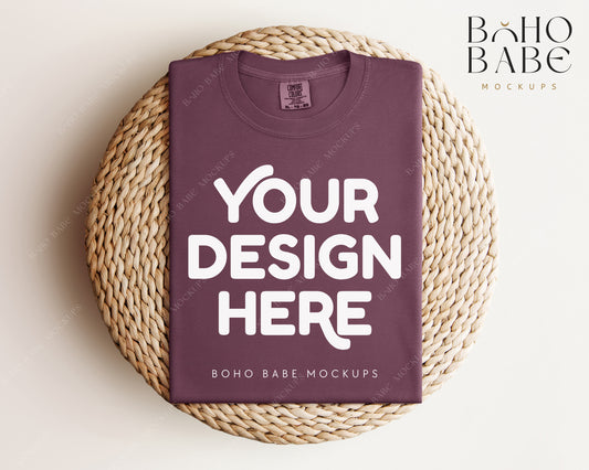 Comfort Colors 1717 VINEYARD T-shirt Mockup | Boho Babe Folded Mockup Design Vol.1