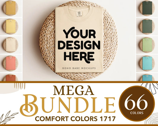 Comfort Colors 1717 T-shirt Mockup Bundle | Boho Babe Folded Mockup Design - Vol.1