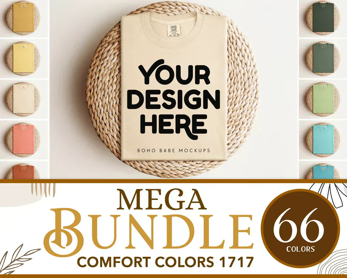 Comfort Colors 1717 MIDNIGHT T-shirt Mockup | Boho Babe Folded Mockup Design Vol.1