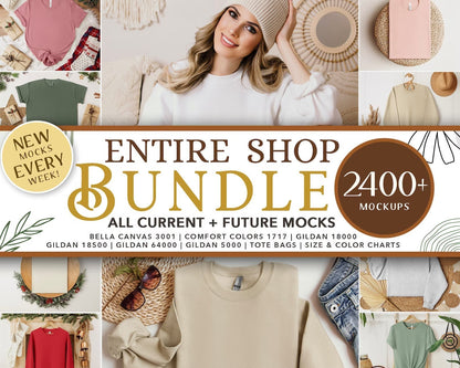 Bella Canvas 3001 Female Model Mockup Bundle | Boho Babe T-shirt Mockup Design - Vol.2