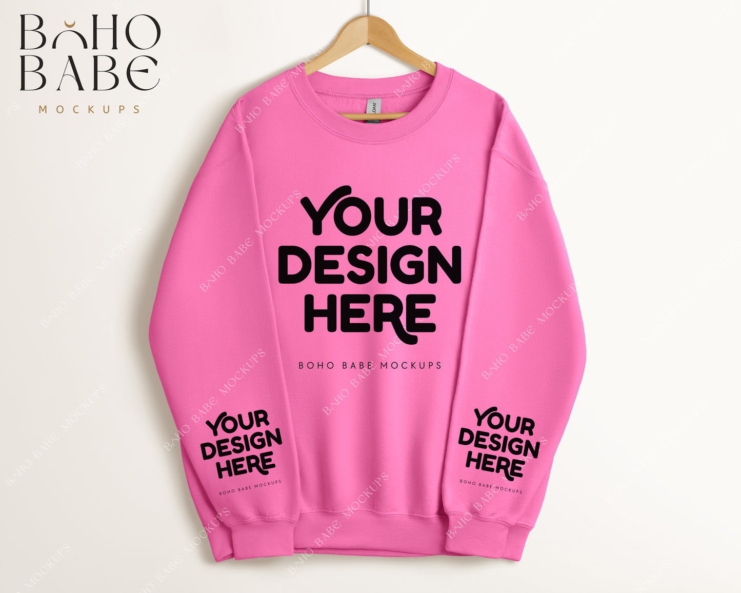 Gildan 18000 AZALEA Sleeve Sweatshirt Mockup | Boho Babe Hanging Mockup Design - Vol.5