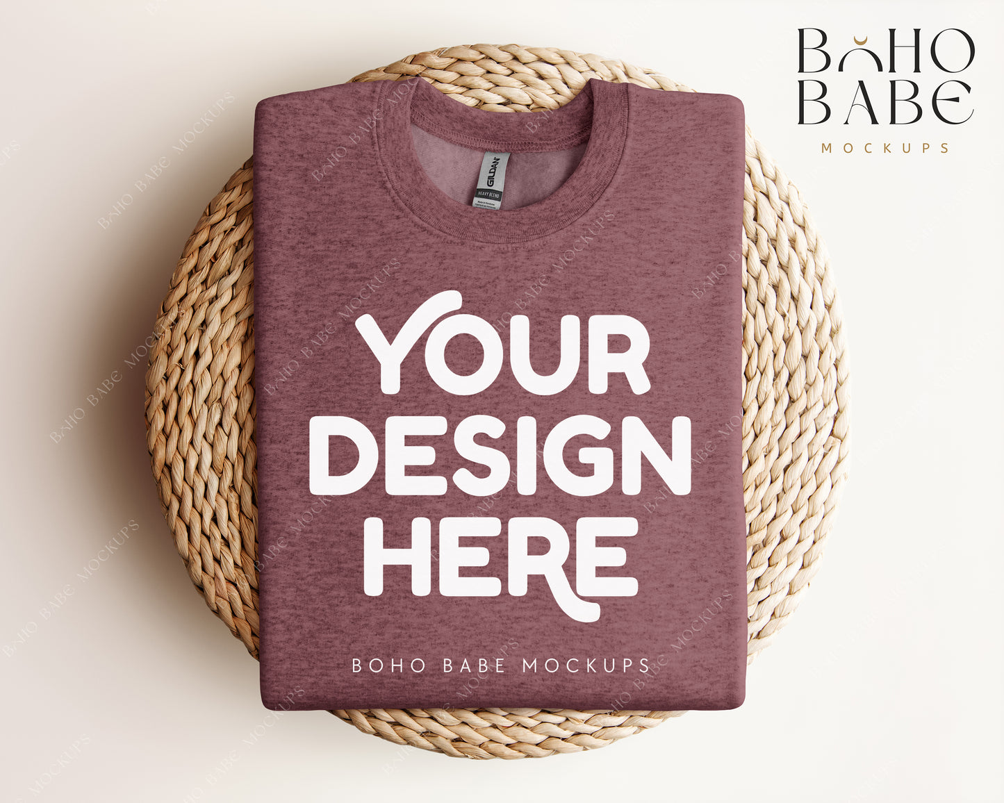 Gildan 18000 Sweatshirt Mockup Bundle | Boho Babe Folded Mockup Design - Vol.1