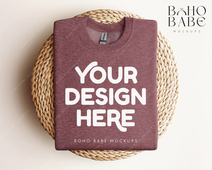 Gildan 18000 Sweatshirt Mockup Bundle | Boho Babe Folded Mockup Design - Vol.1