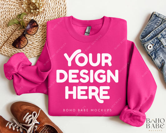 Gildan 18000 HELICONIA Sweatshirt Mockup | Boho Design | Folded Vol.2