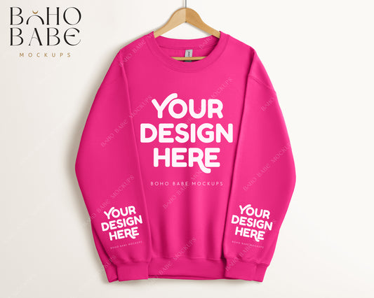 Gildan 18000 HELICONIA Sleeve Sweatshirt Mockup | Boho Babe Hanging Mockup Design - Vol.5