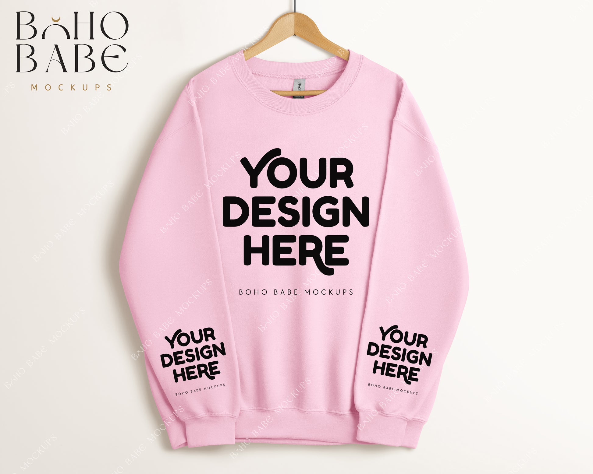 Pink Crewneck Sweatshirt Mockup Gildan Pink Sweatshirt Gildan