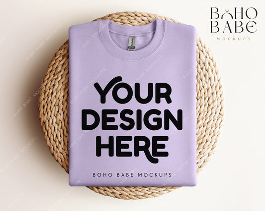 Gildan 18000 ORCHID Sweatshirt Mockup | Boho Design | Folded Vol.1