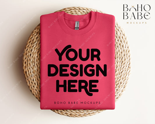 Gildan 18000 PAPRIKA Sweatshirt Mockup | Boho Design | Folded Vol.1