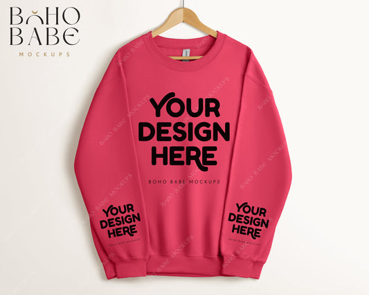 Gildan 18000 PARAGON Sleeve Sweatshirt Mockup | Boho Babe Hanging Mockup Design - Vol.5