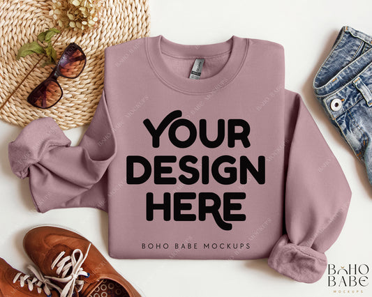 Gildan 18000 PARAGON Sweatshirt Mockup | Boho Design | Folded Vol.2