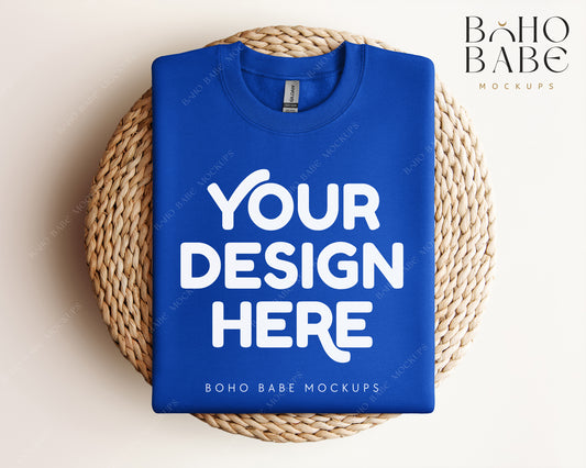 Gildan 18000 ROYAL Sweatshirt Mockup | Boho Design | Folded Vol.1