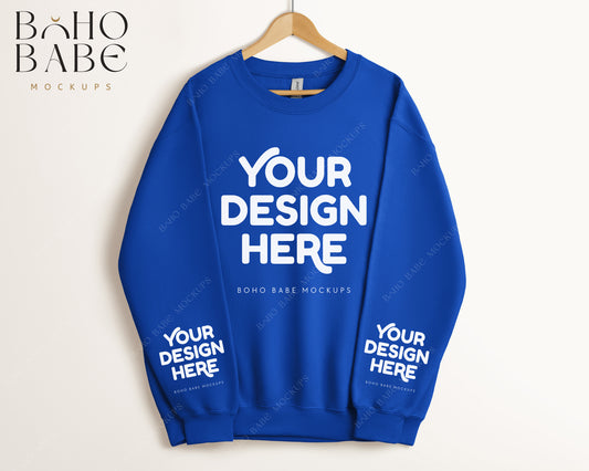 Gildan 18000 ROYAL Sleeve Sweatshirt Mockup | Boho Babe Hanging Mockup Design - Vol.5