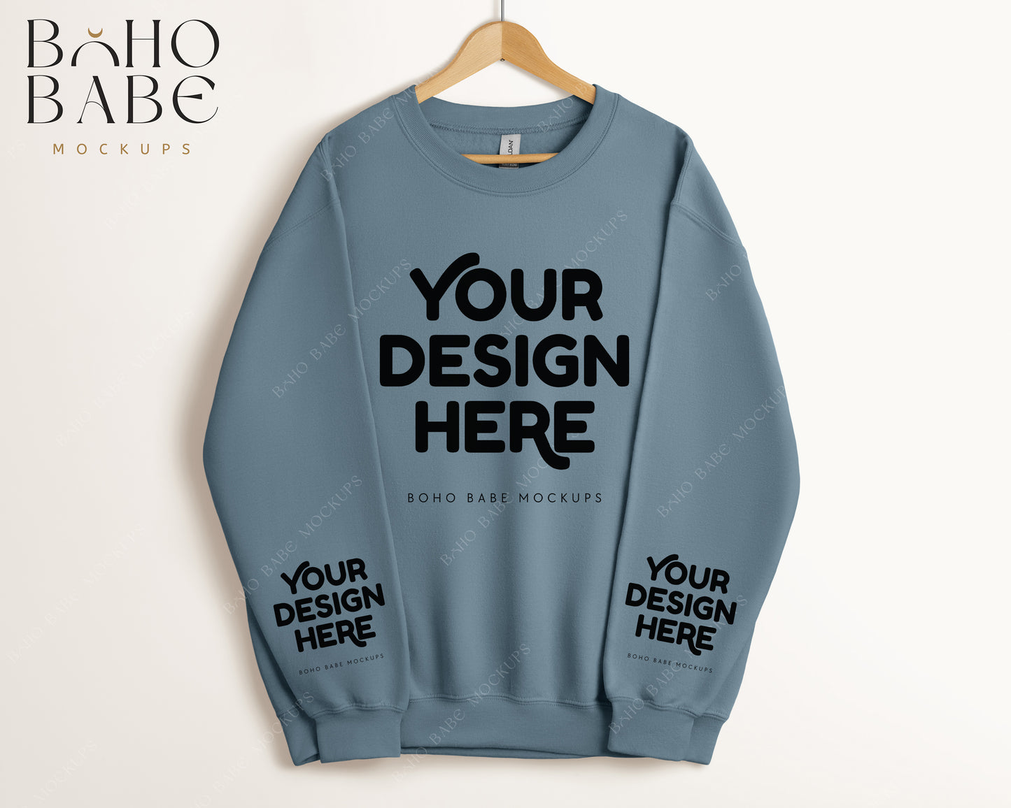 Gildan 18000 Sweatshirt Sleeves Mockup Bundle | Plain Background Hanging Mockups - Vol.5