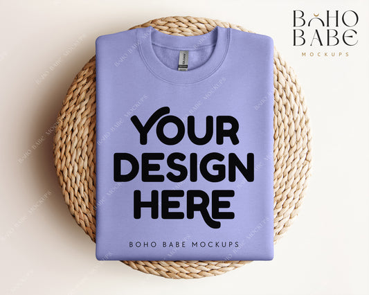 Gildan 18000 VIOLET Sweatshirt Mockup | Boho Design | Folded Vol.1