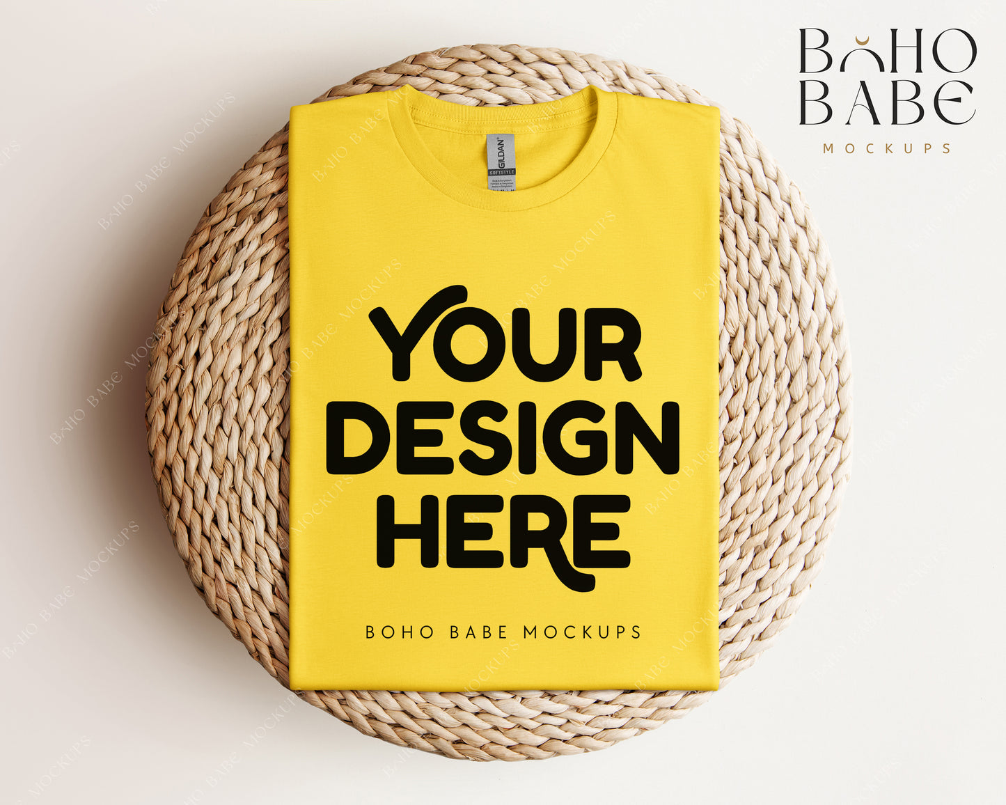 Gildan 64000 DAISY T-shirt Mockup | Boho Babe Folded Mockup Design Vol.1