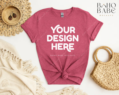 Gildan 64000 T-shirt Mockup Bundle | Boho Babe Flatlay Mockup Design - Vol.2