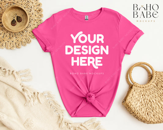 Gildan 64000 HELICONIA T-shirt Mockup | Boho Babe Flatlay Mockup Design Vol.2