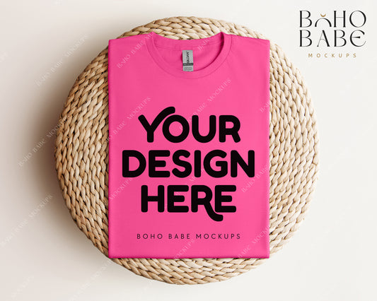 Gildan 64000 HELICONIA T-shirt Mockup | Boho Babe Folded Mockup Design Vol.1