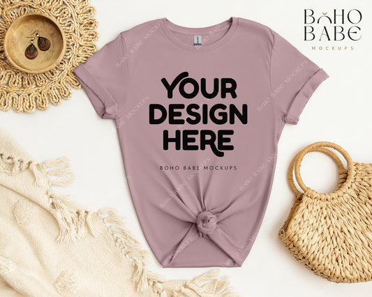 Gildan 64000 PARAGON T-shirt Mockup | Boho Babe Flatlay Mockup Design Vol.2