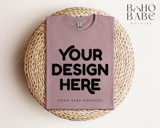 Gildan 64000 PARAGON T-shirt Mockup | Boho Babe Folded Mockup Design Vol.1