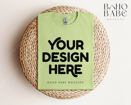 Gildan 64000 T-shirt Mockup Bundle | Boho Babe Folded Mockup Design - Vol.1