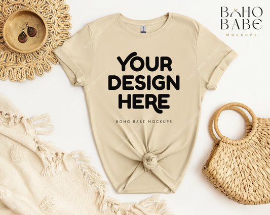 Gildan 64000 T-shirt Mockup Bundle | Boho Babe Flatlay Mockup Design - Vol.2