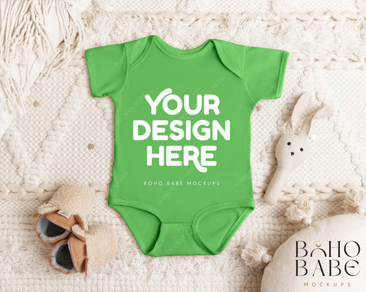 Rabbit Skins 4424 APPLE Short Sleeve Onesie Mockup | Boho Babe Flatlay Mockup Design Vol.1