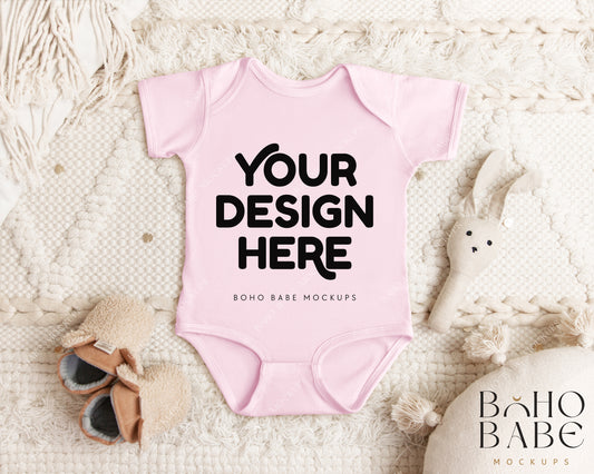 Rabbit Skins 4424 BALLERINA Short Sleeve Onesie Mockup | Boho Babe Flatlay Mockup Design Vol.1