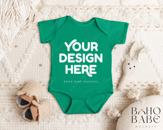 Rabbit Skins 4424 KELLY Short Sleeve Onesie Mockup | Boho Babe Flatlay Mockup Design Vol.1