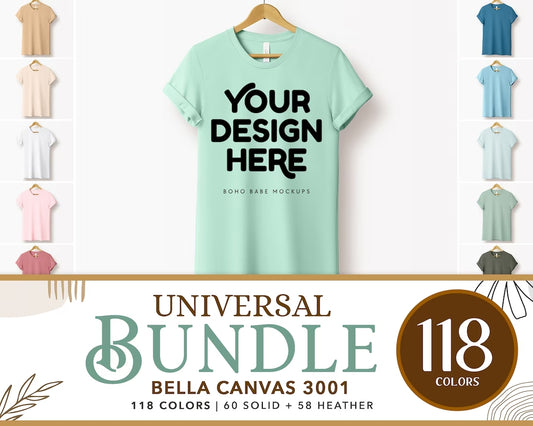 Bella Canvas 3001 T-Shirt Mockup Bundle | Boho Babe Plain Background Hanging Mockup Design - Vol.4